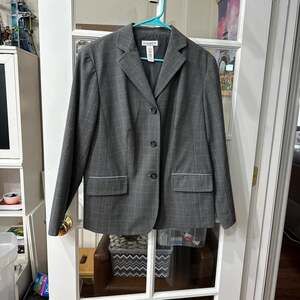 Elisabeth by Liz Claiborne Grey Plaid Button-Up Blazer - Women's 14W